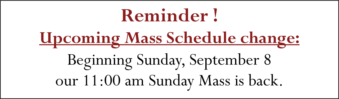 Mass Schedule Change